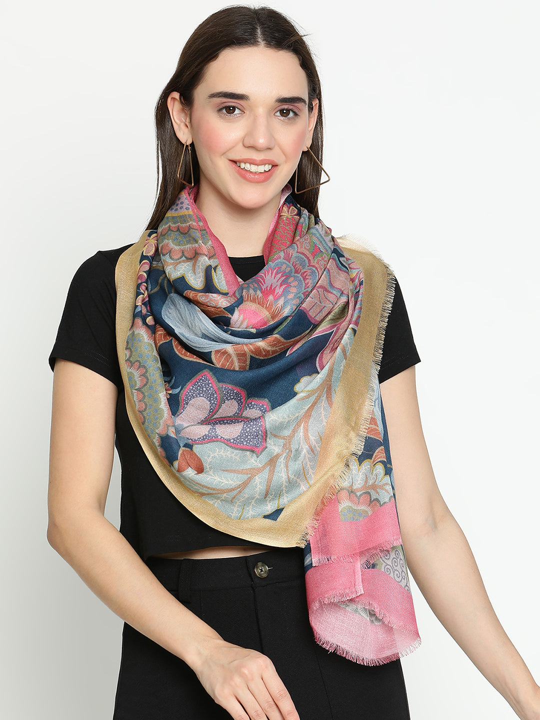 Adhira Women Floral Modal Silk Printed Stole