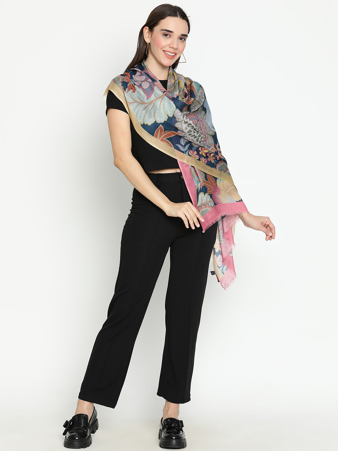 Adhira Women Floral Modal Silk Printed Stole