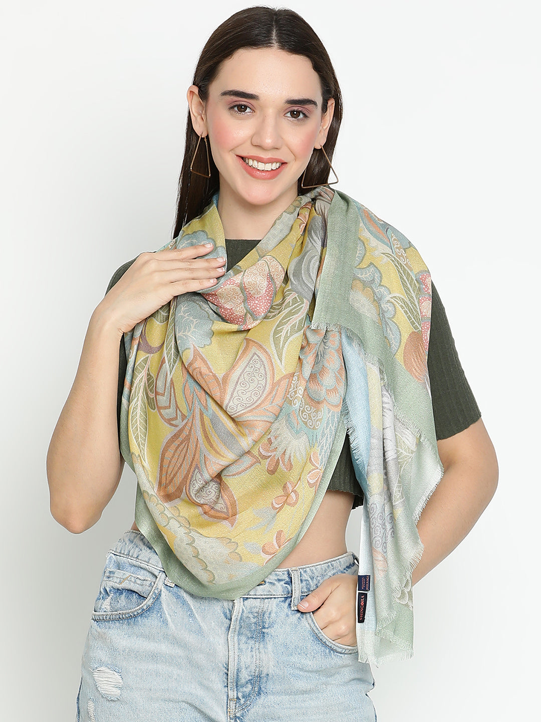 Adhira Women Floral Modal Silk Printed Stole