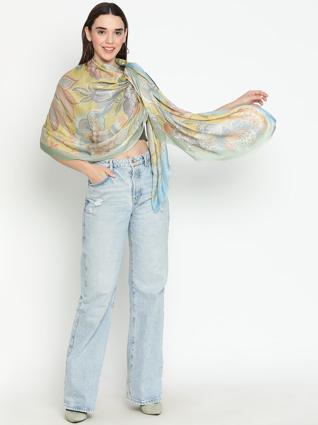 Adhira Women Floral Modal Silk Printed Stole