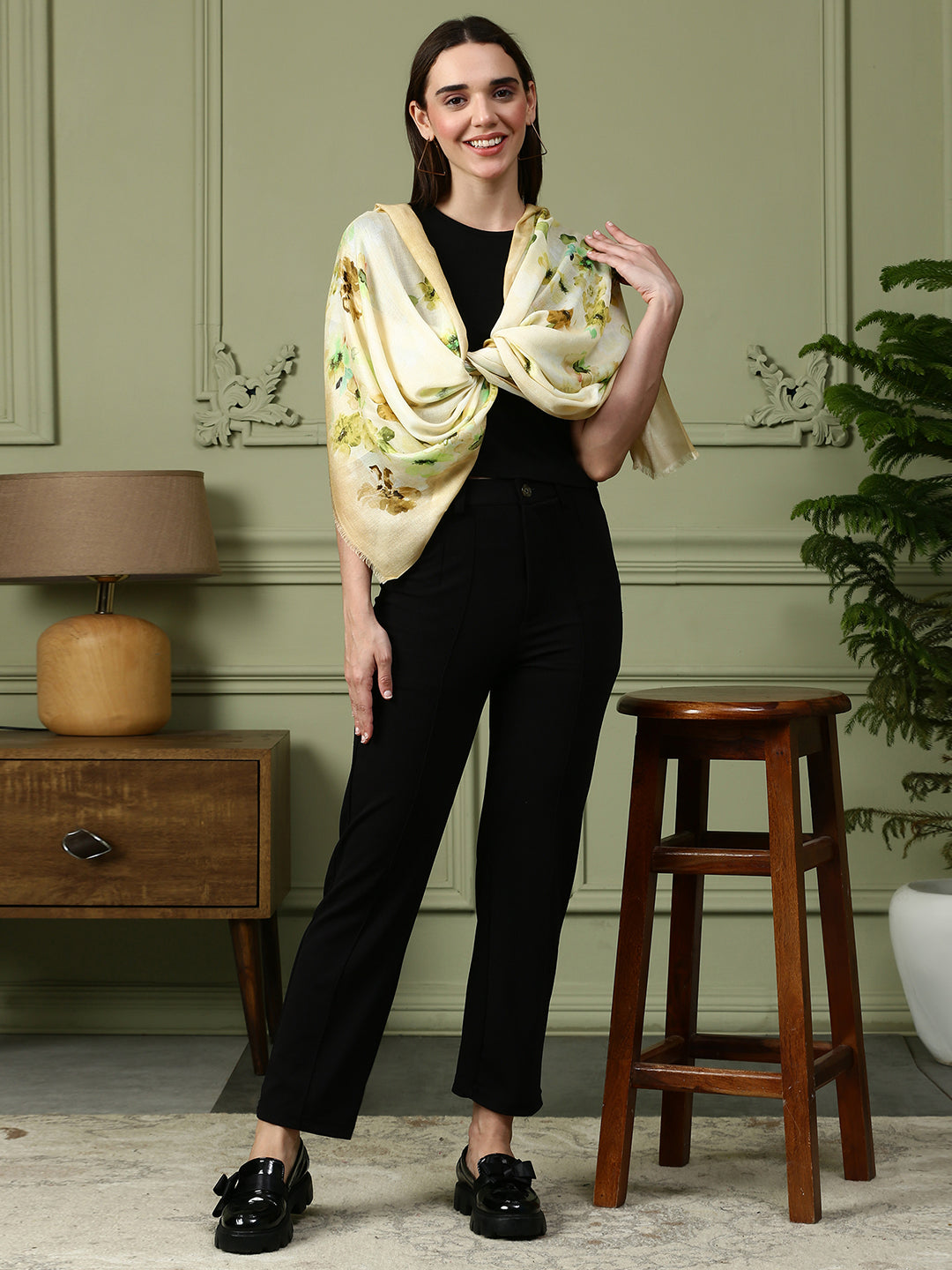 Pankhuri Women Floral Modal Silk Printed Stole