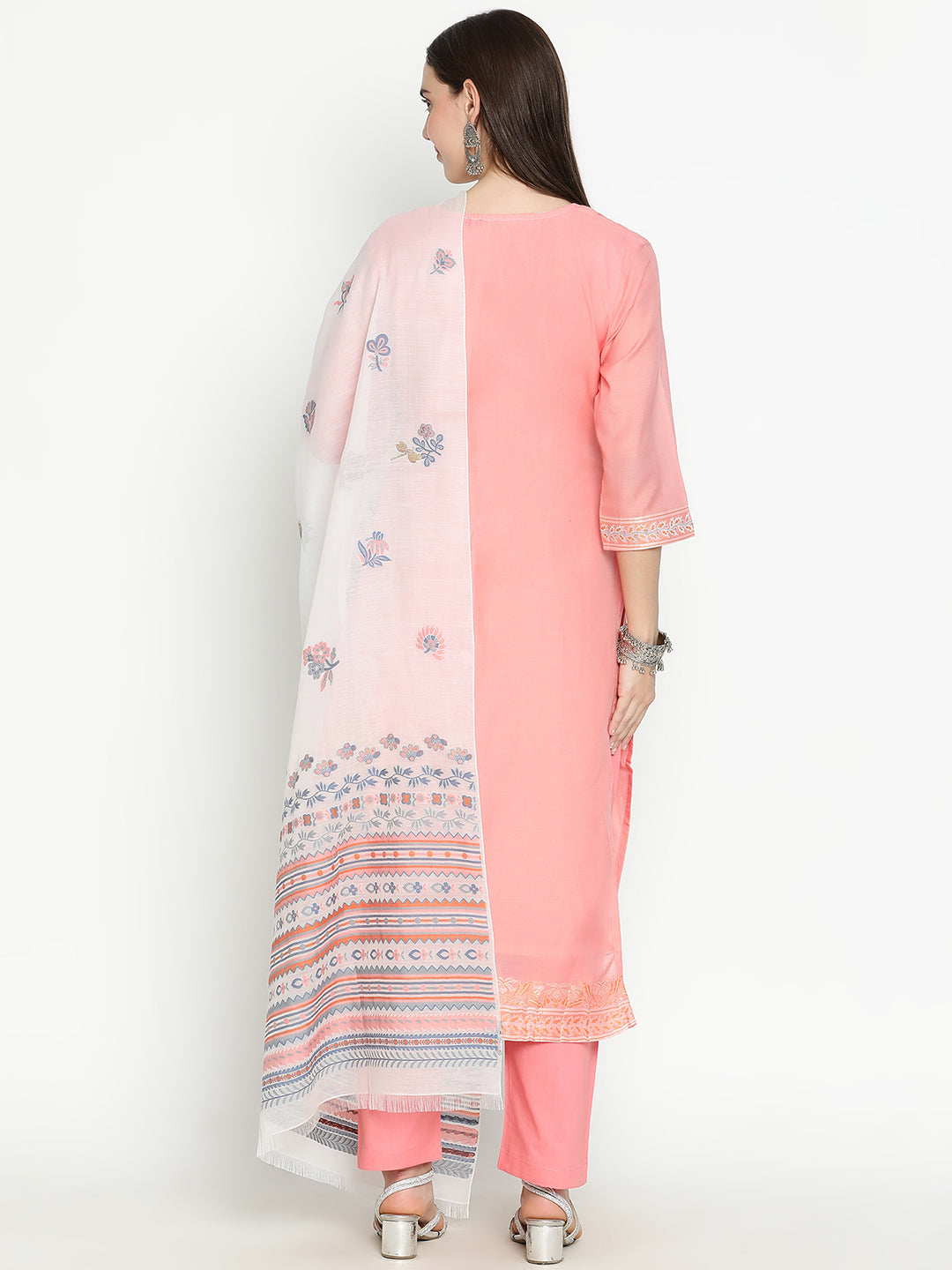 Shingora Pink Floral Yoke Design Stitched Suit Set