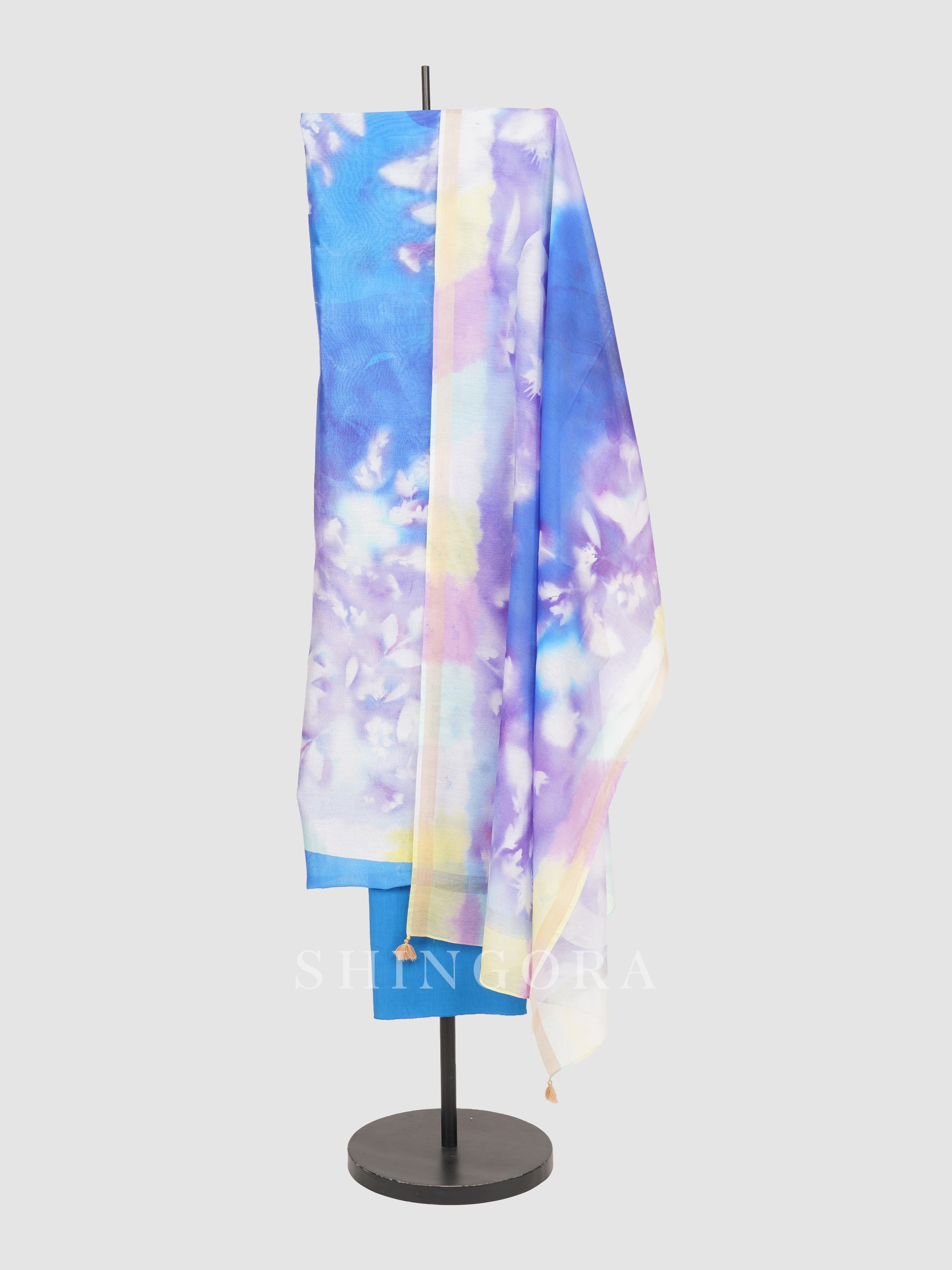 Roshni: Roseate Orange Sunflower Printed Silk Unstitched Suit & Dupatta