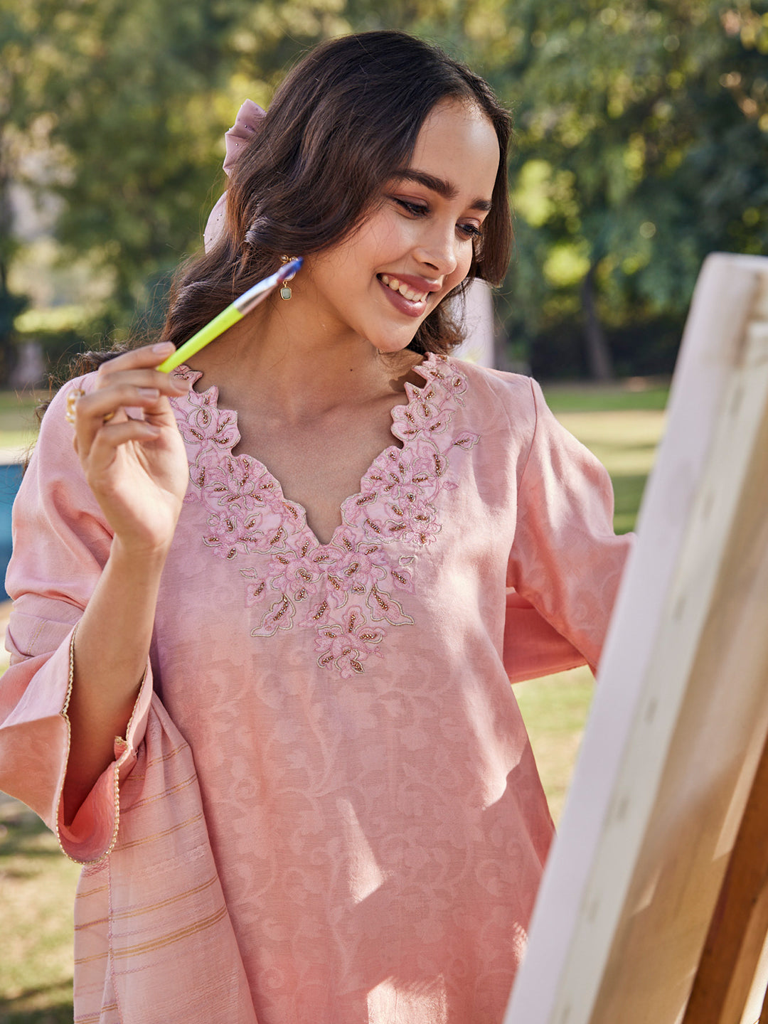 Kashida:Moses Floral Jacquard Unstitched Suit Set