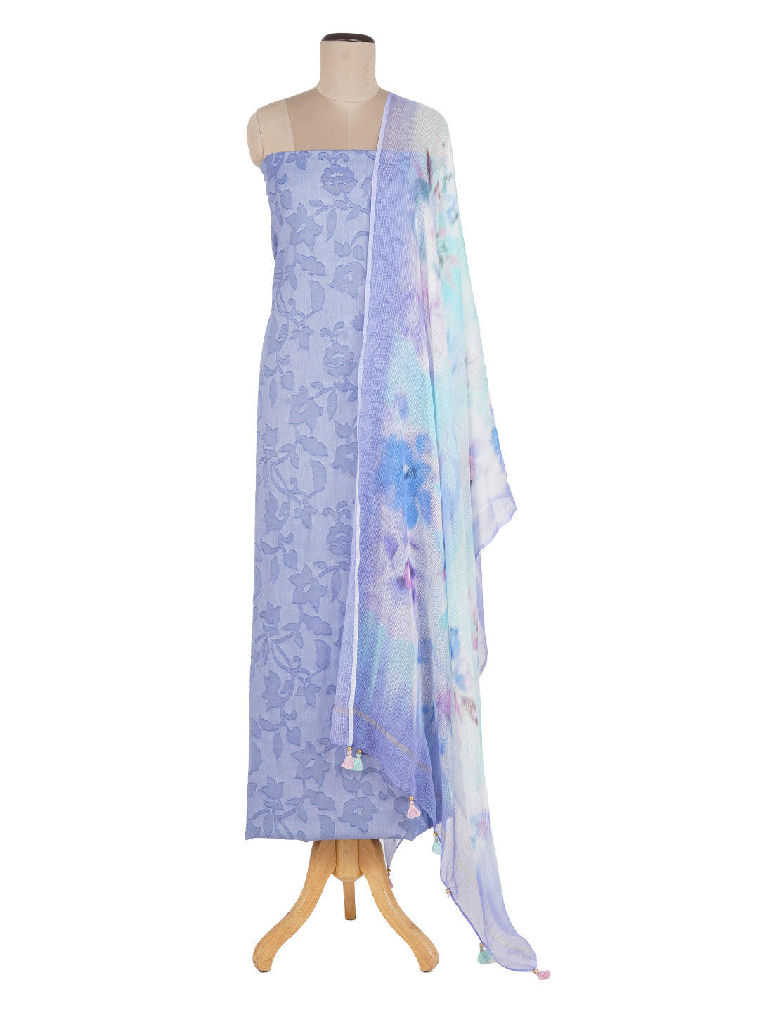 Doriya:Hazy Floral Jacquard Unstitched Suit Set