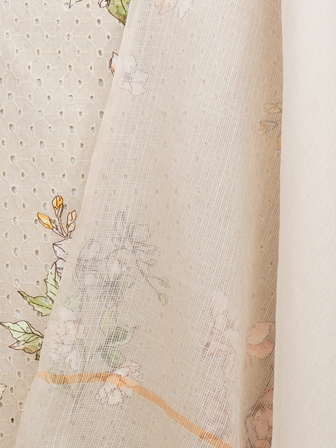 Dhree:Phool Schiffli Floral Printed Unstitched Suit Set