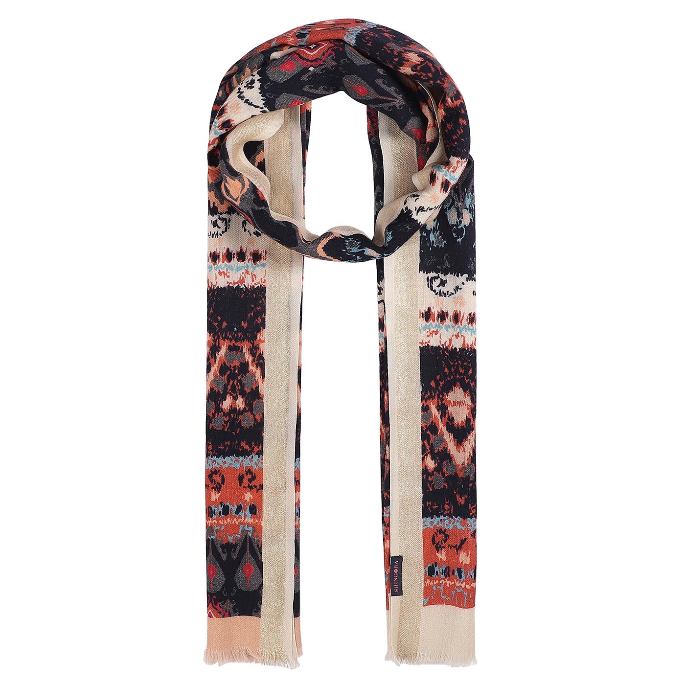 Riva Wool Blend Maroon Printed Stole