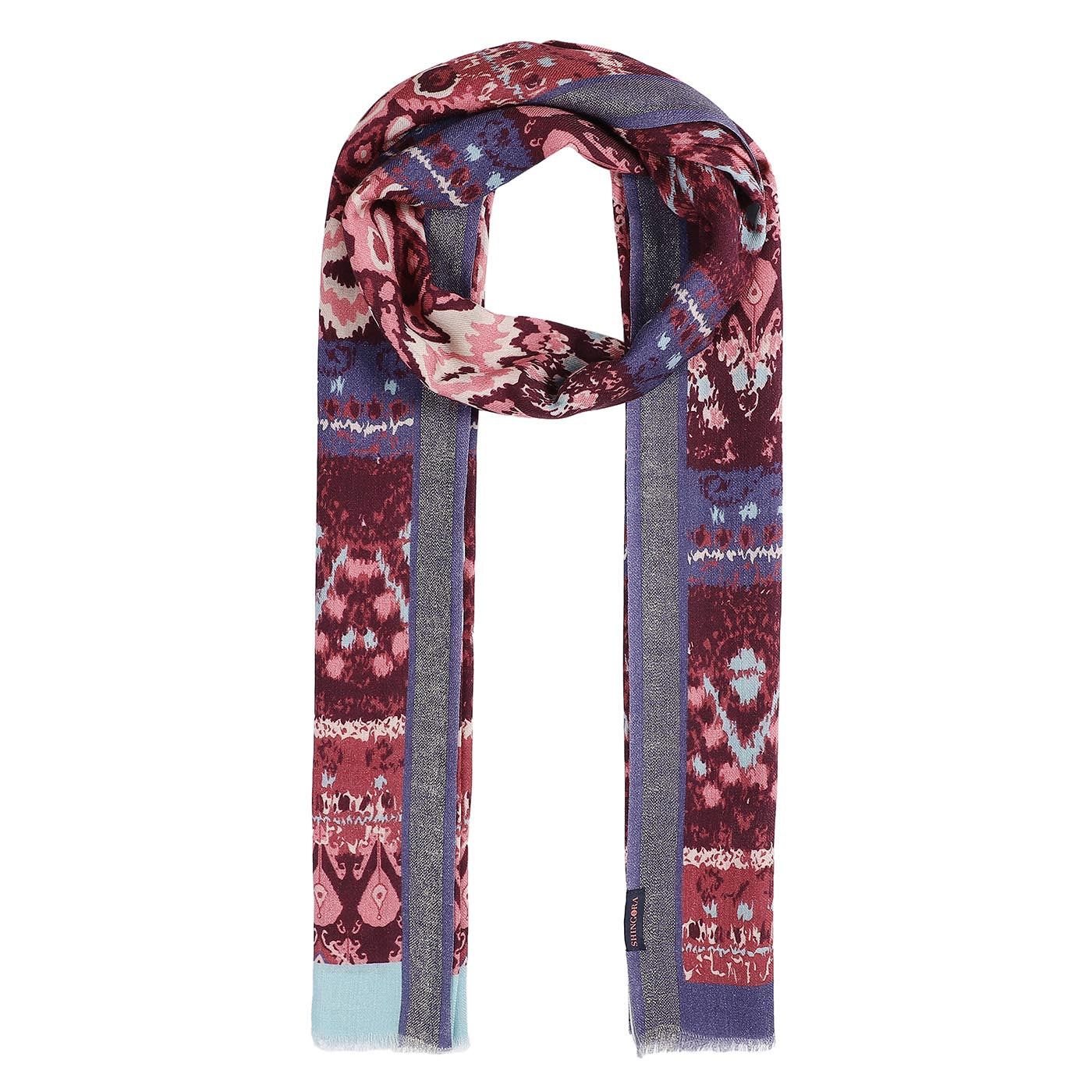 Riva Wool Blend Maroon Printed Stole