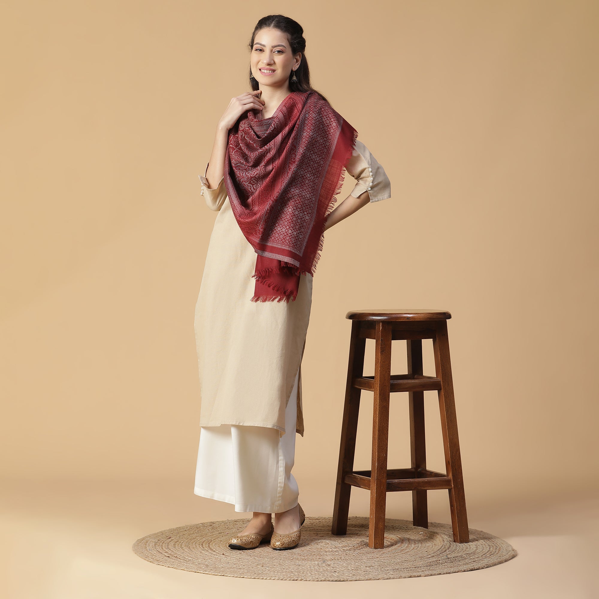 Omaira Woven Design Woolen Stole