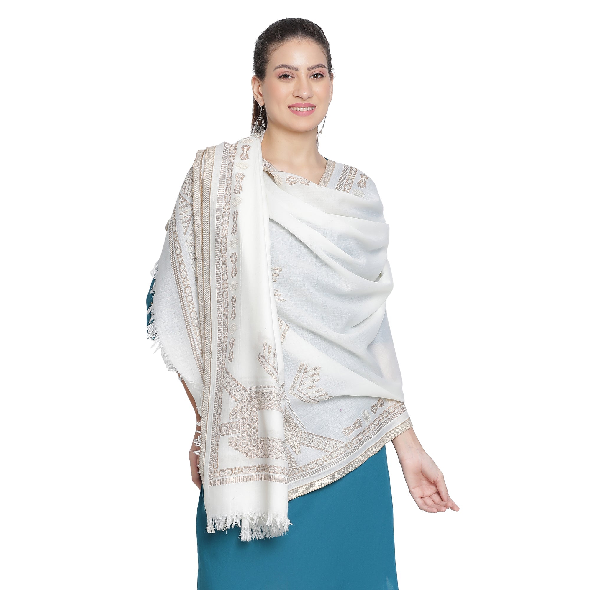 Jet Metallic Wool Jacquard Shawl