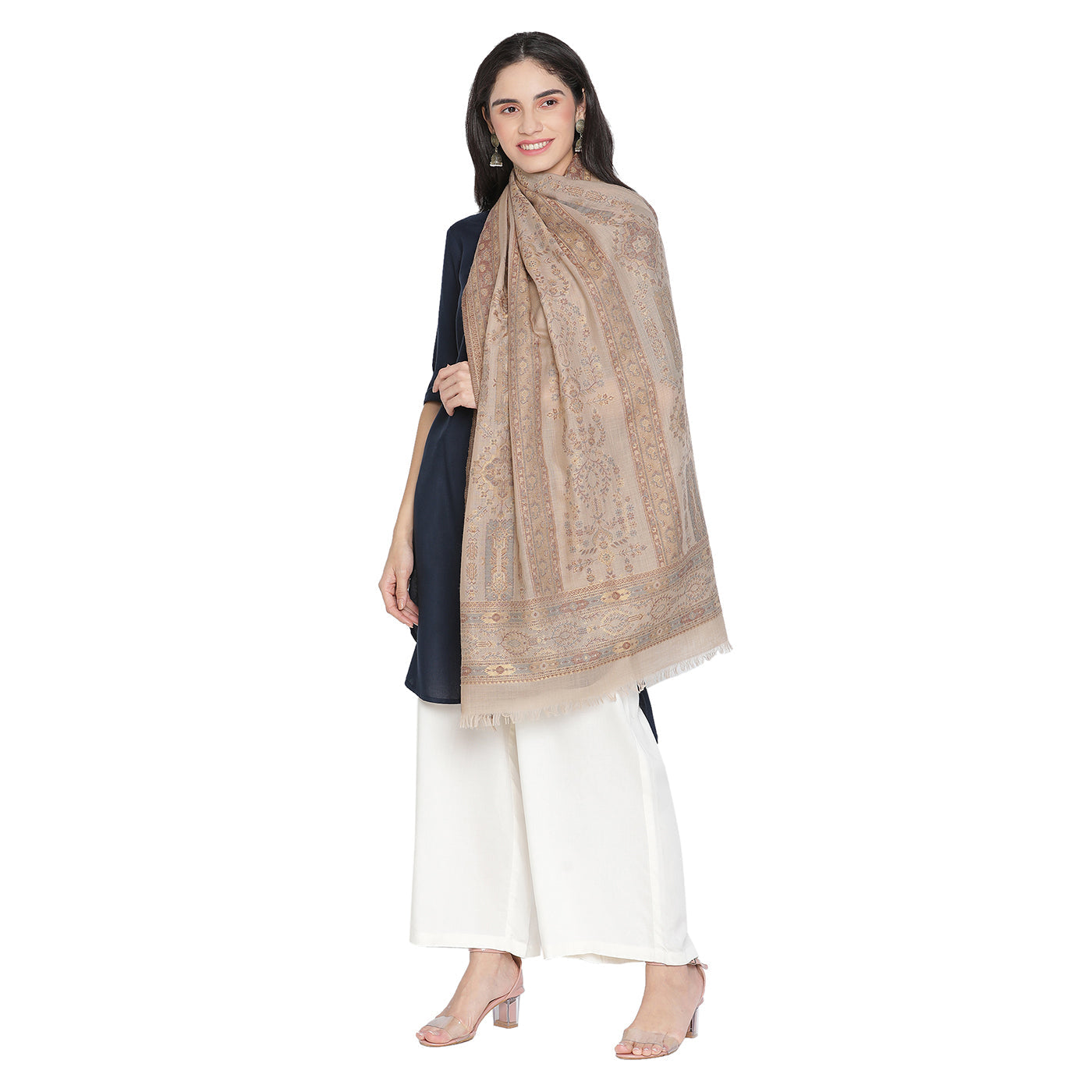 Moon Wool & Lurex Jacquard Stole