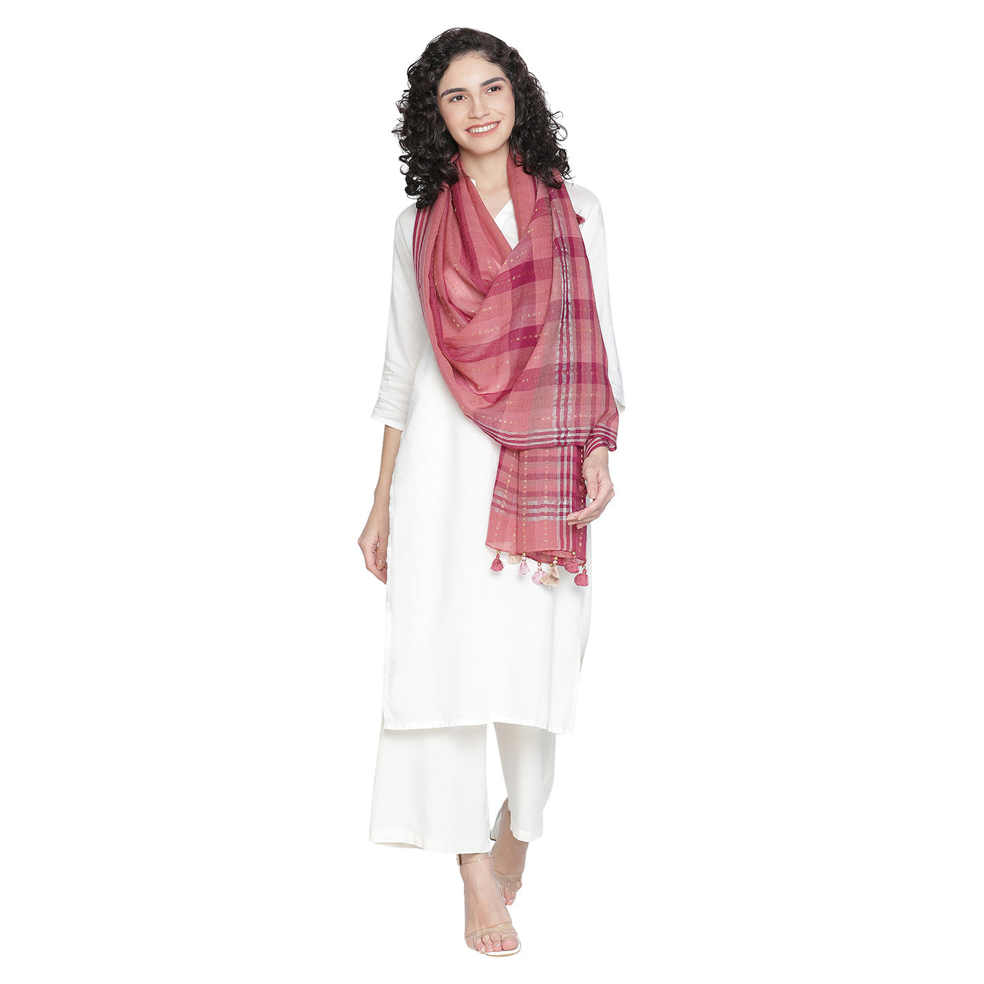 Thick Thin Stripes Wool & Lurex Dobby Stole