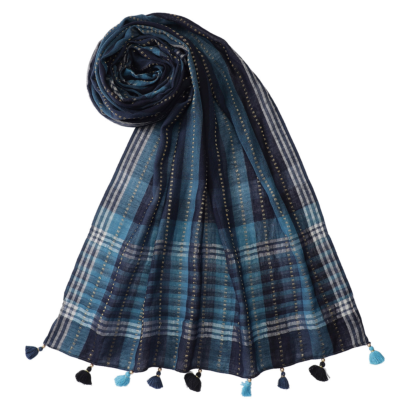 Thick Thin Stripes Wool & Lurex Dobby Stole