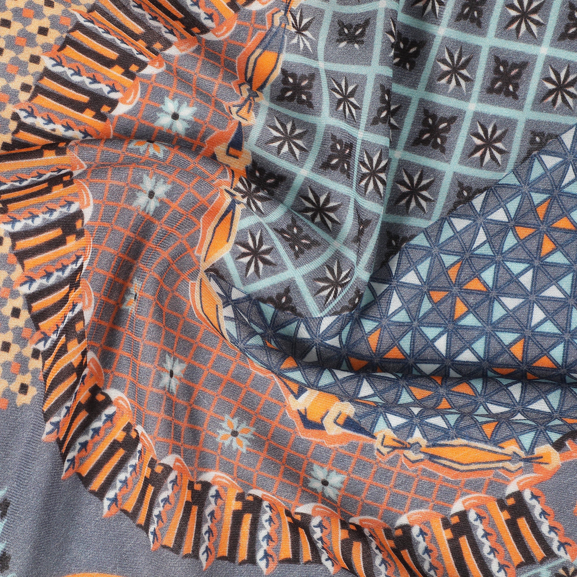 Mandavi Design Printed Woolen Offwhite Stole