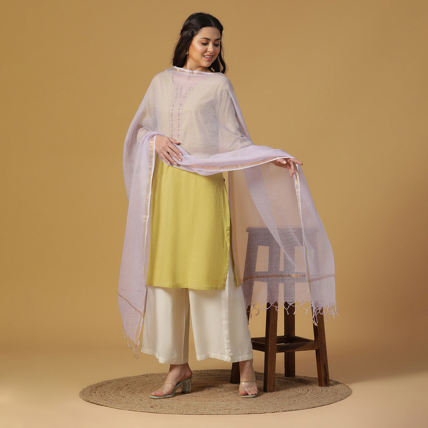 Light Purple Kota Cotton Dobby Dupatta