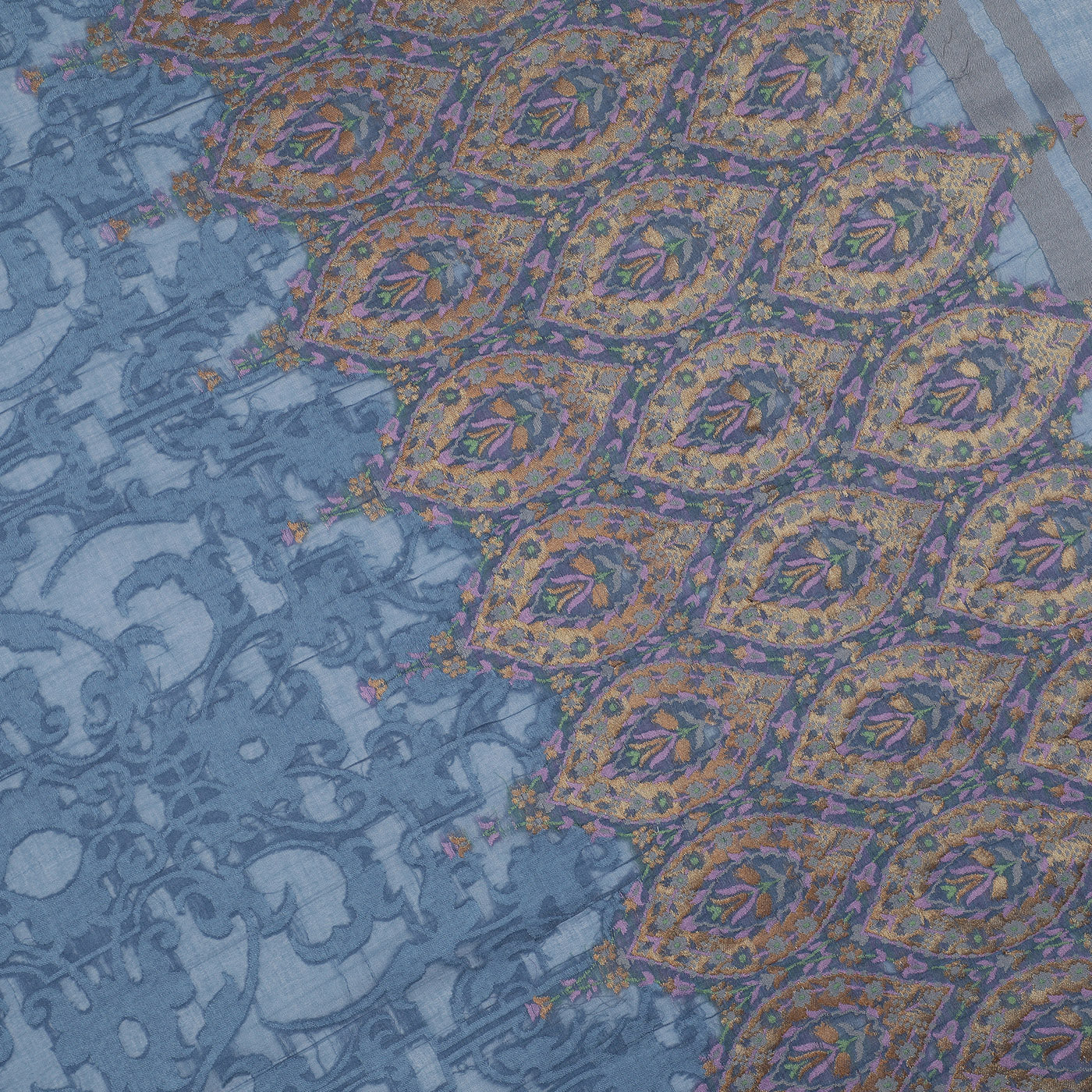 Blue Jacquard Bamberg/Tencel Dupatta
