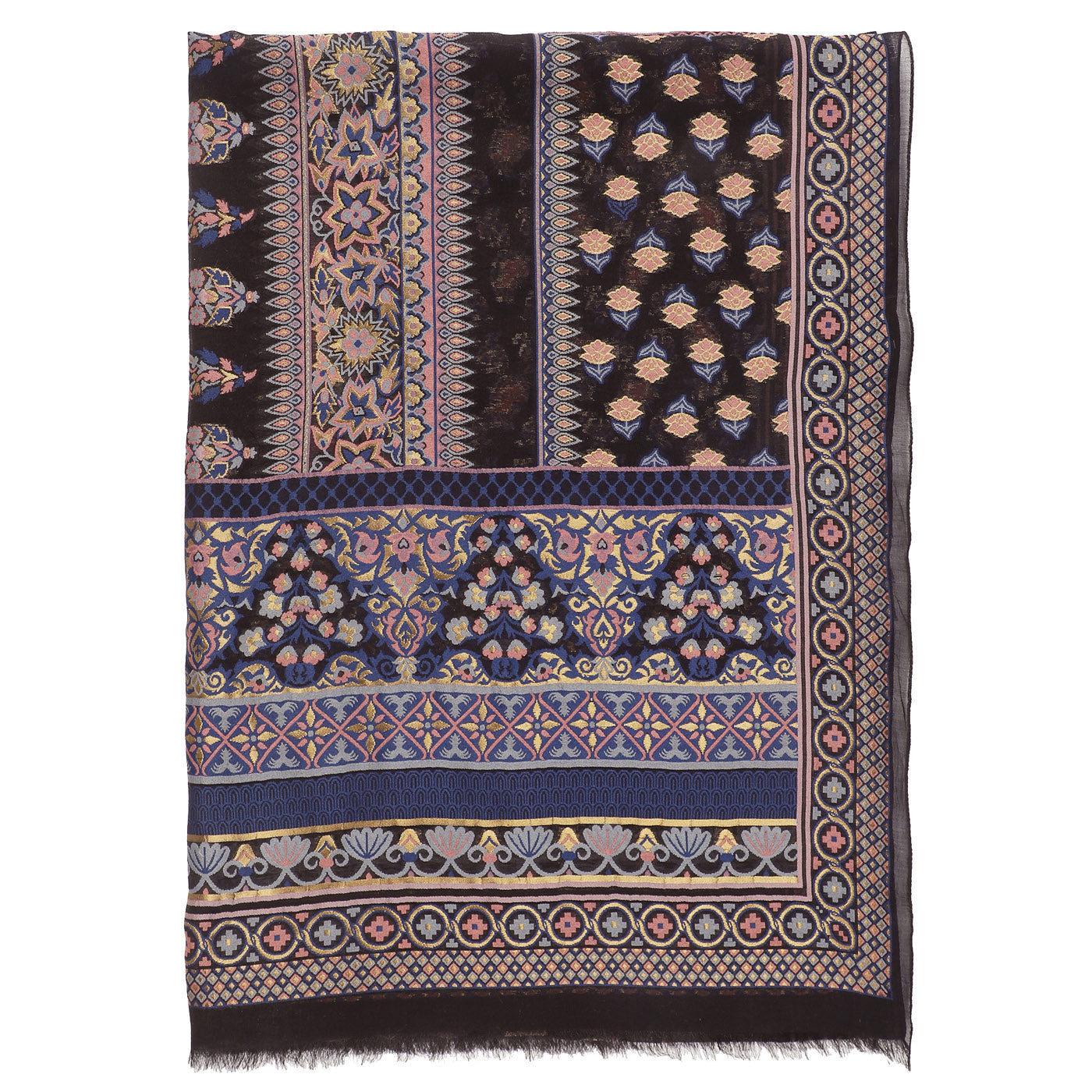 Black Jacquard Silk/Zari Blend Dupatta