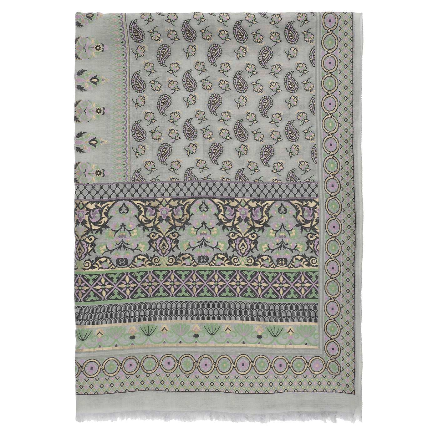 Grey Jacquard Silk/Zari Blend Dupatta