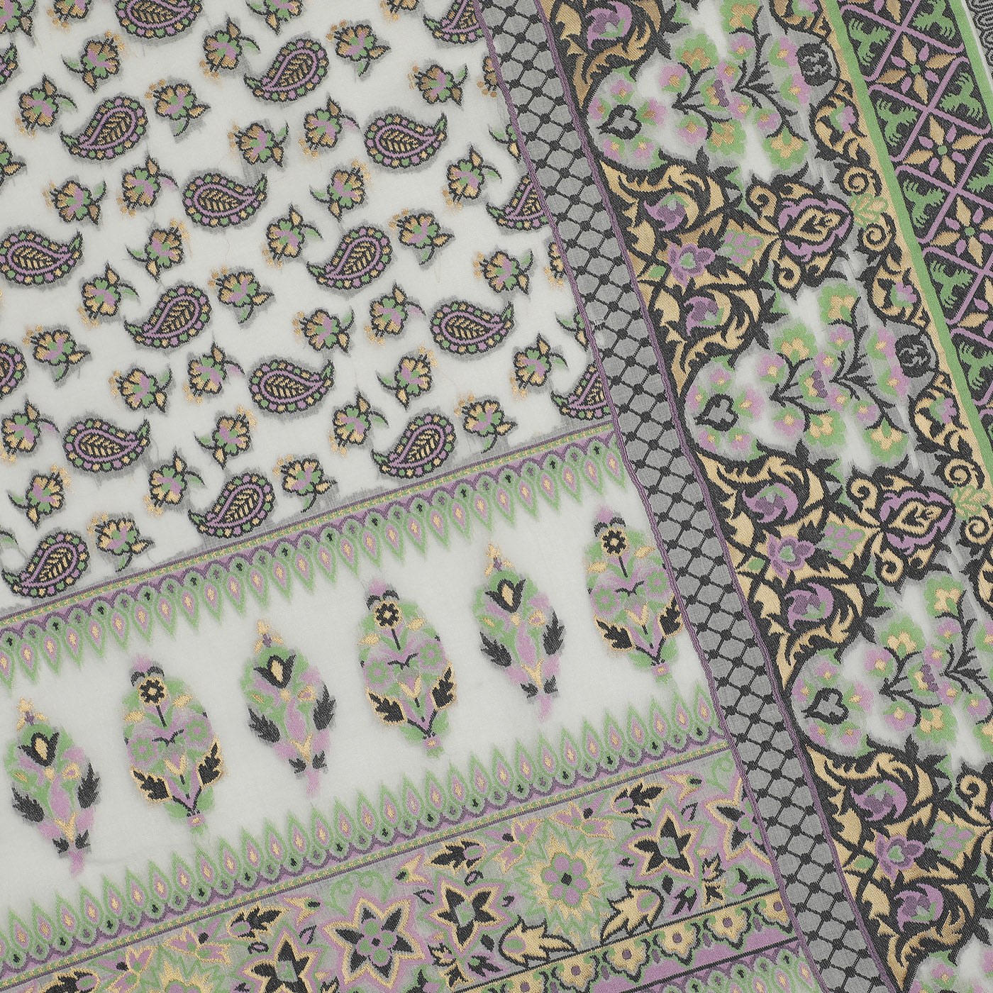 Grey Jacquard Silk/Zari Blend Dupatta