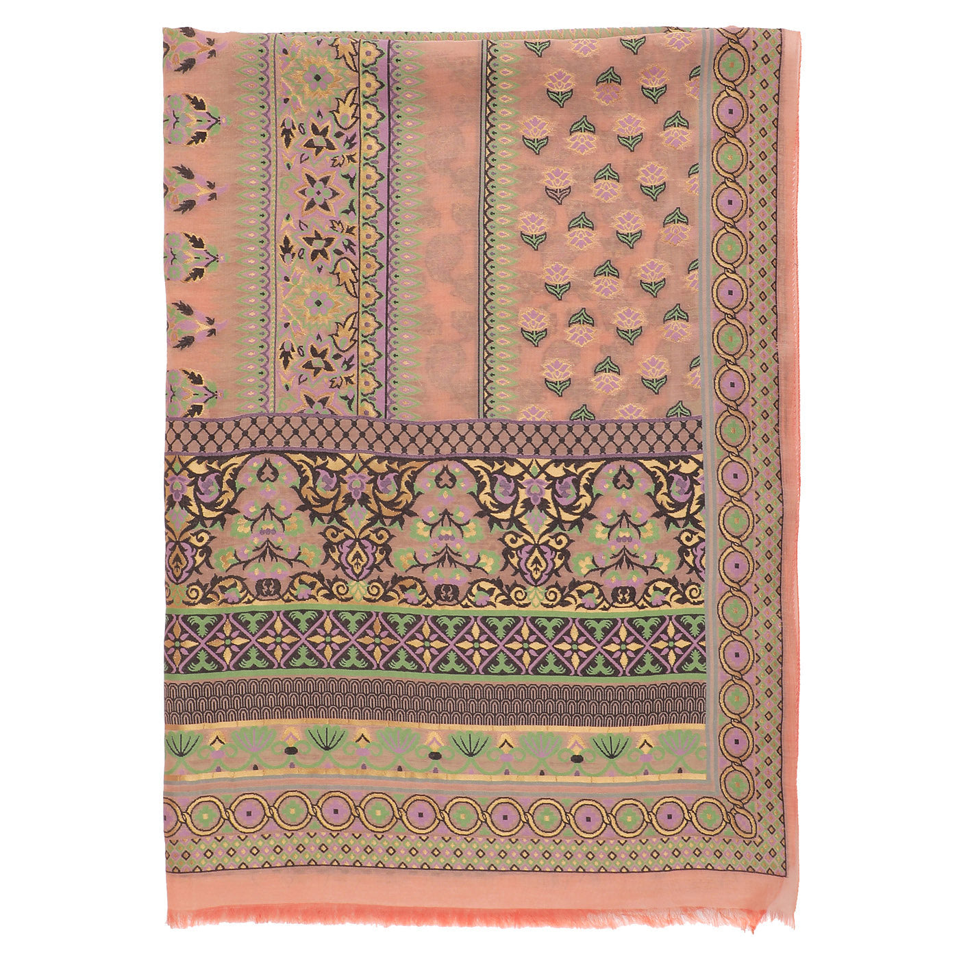Peach Jacquard Silk/Zari Blend Dupatta