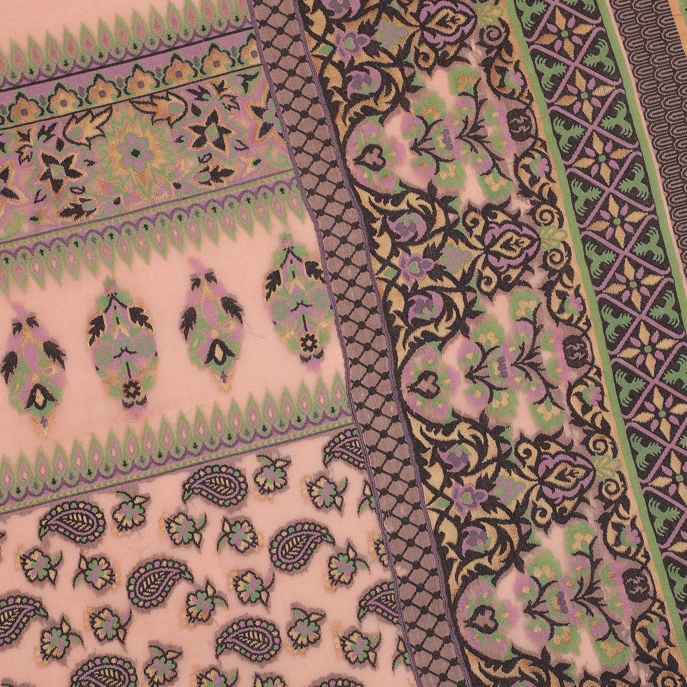 Peach Jacquard Silk/Zari Blend Dupatta
