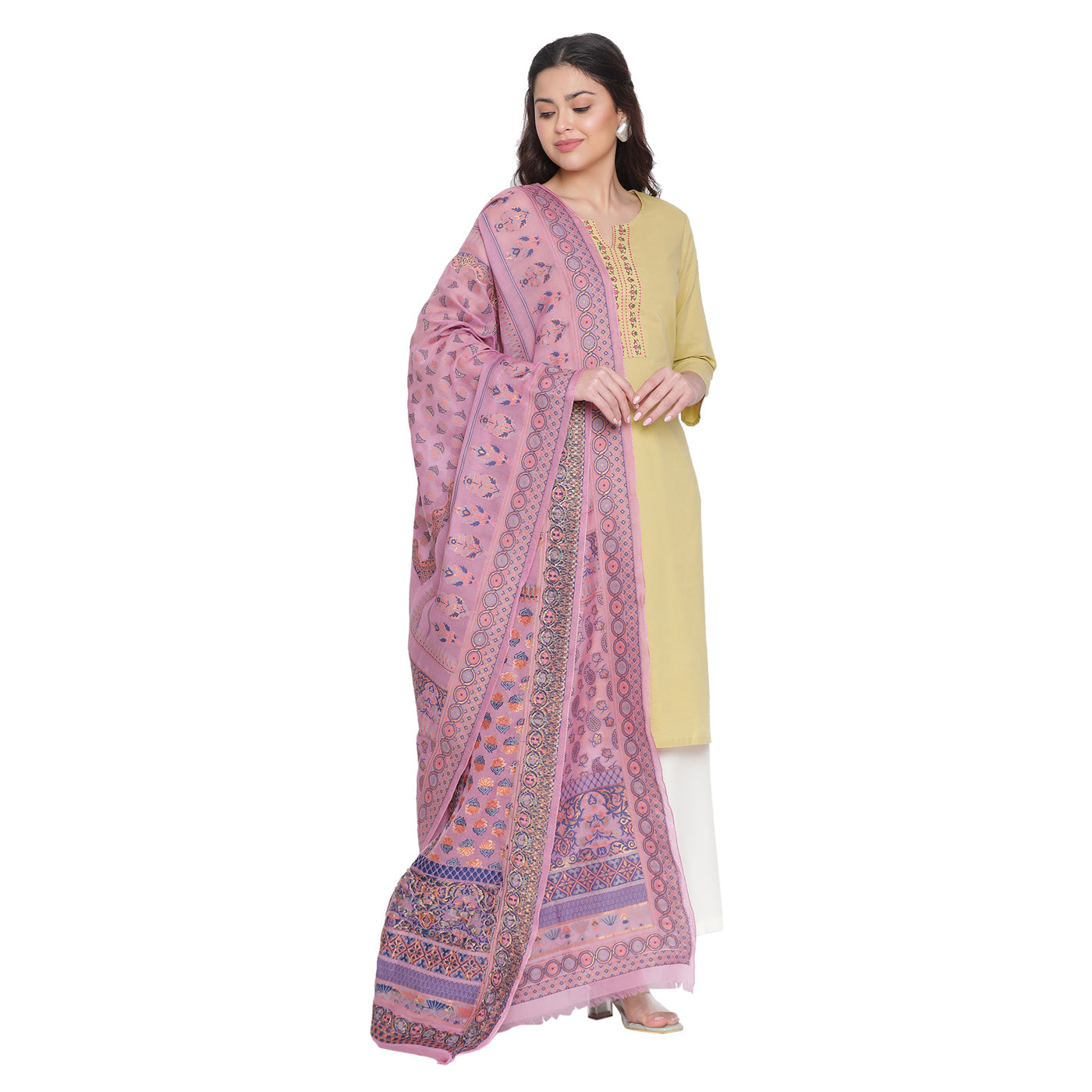 Mauve Jacquard Silk/Zari Blend Dupatta
