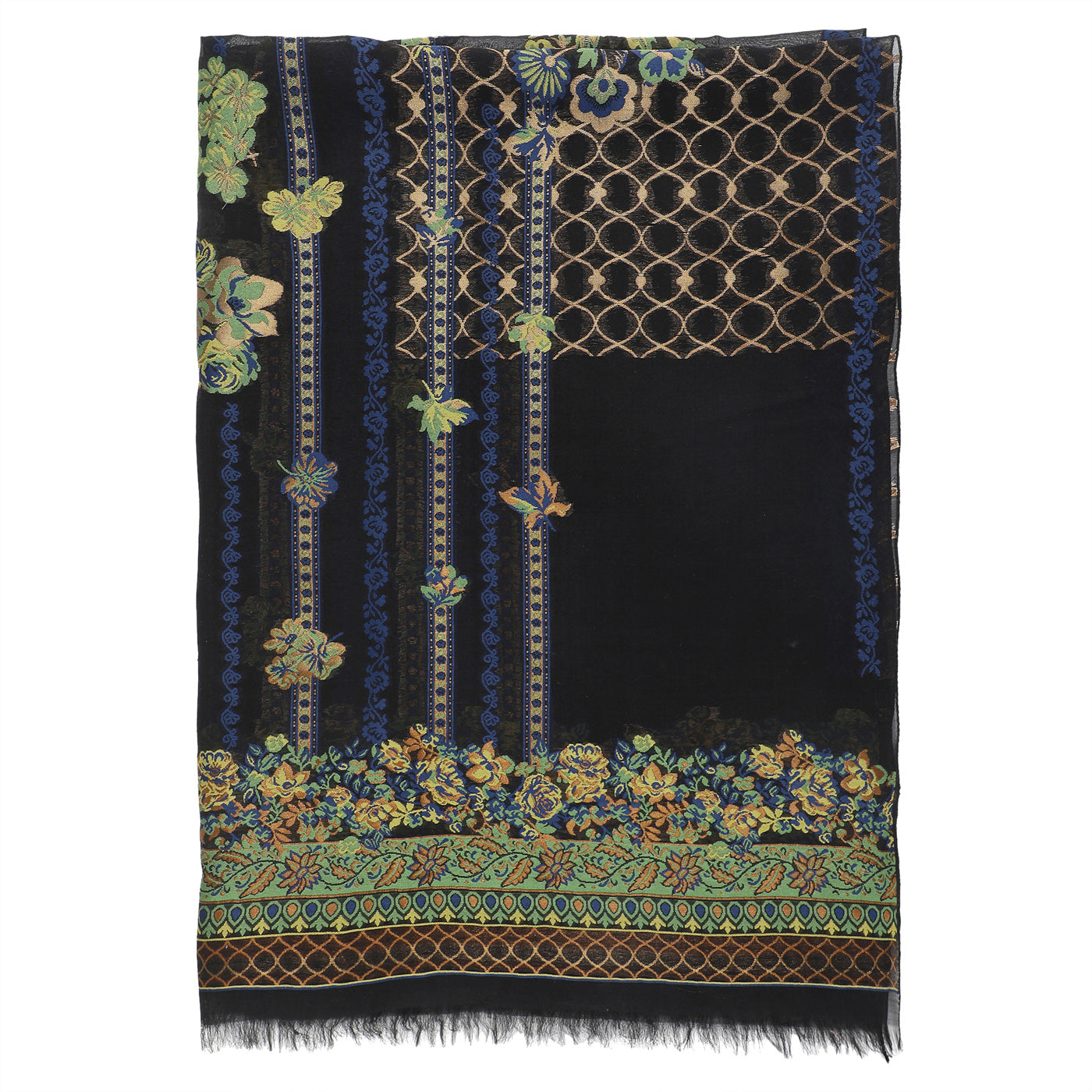 Black Jacquard Tencel/Metallic Blend Dupatta