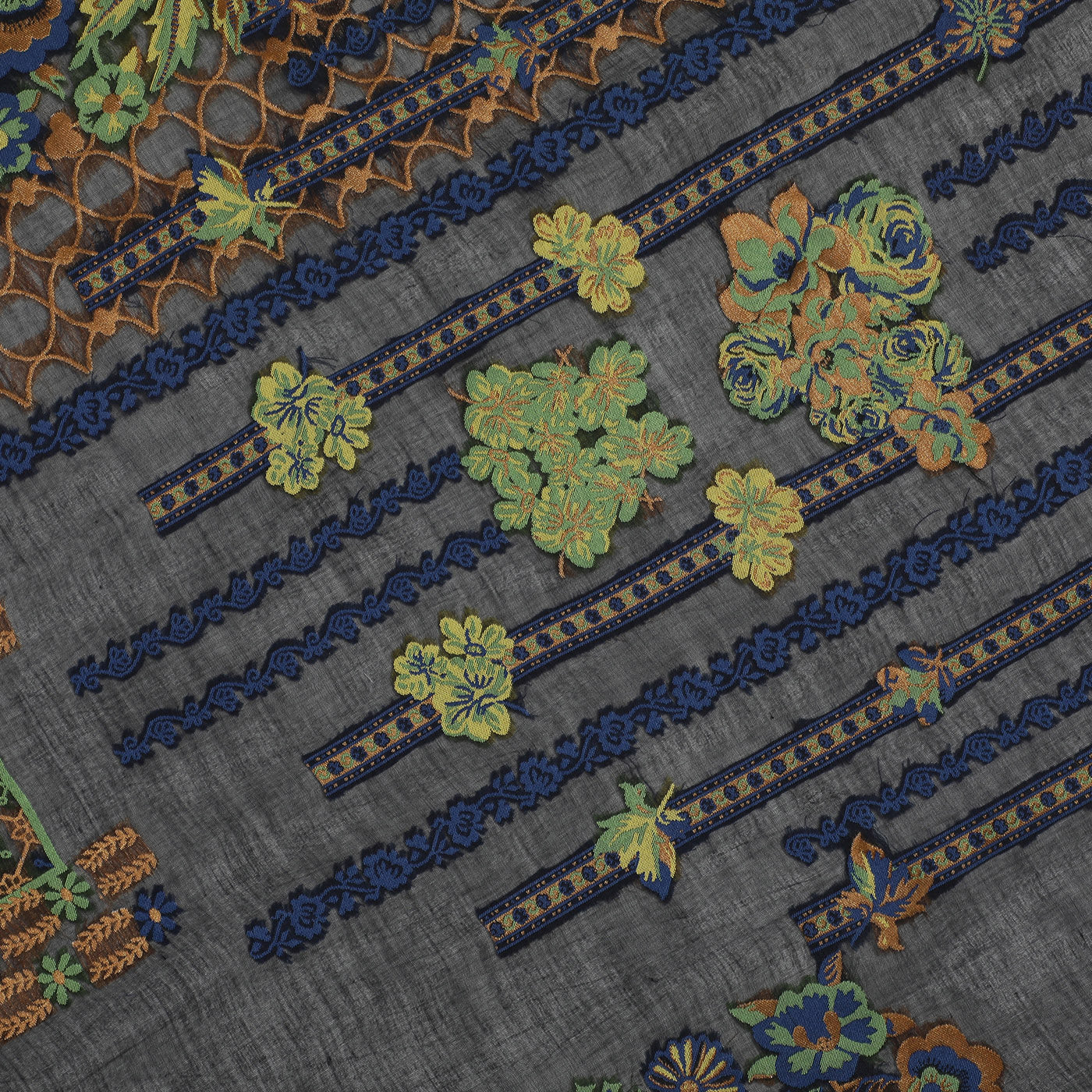 Black Jacquard Tencel/Metallic Blend Dupatta