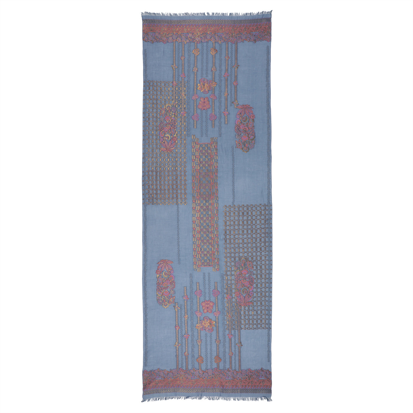 Blue Jacquard Tencel/Metallic Blend Dupatta