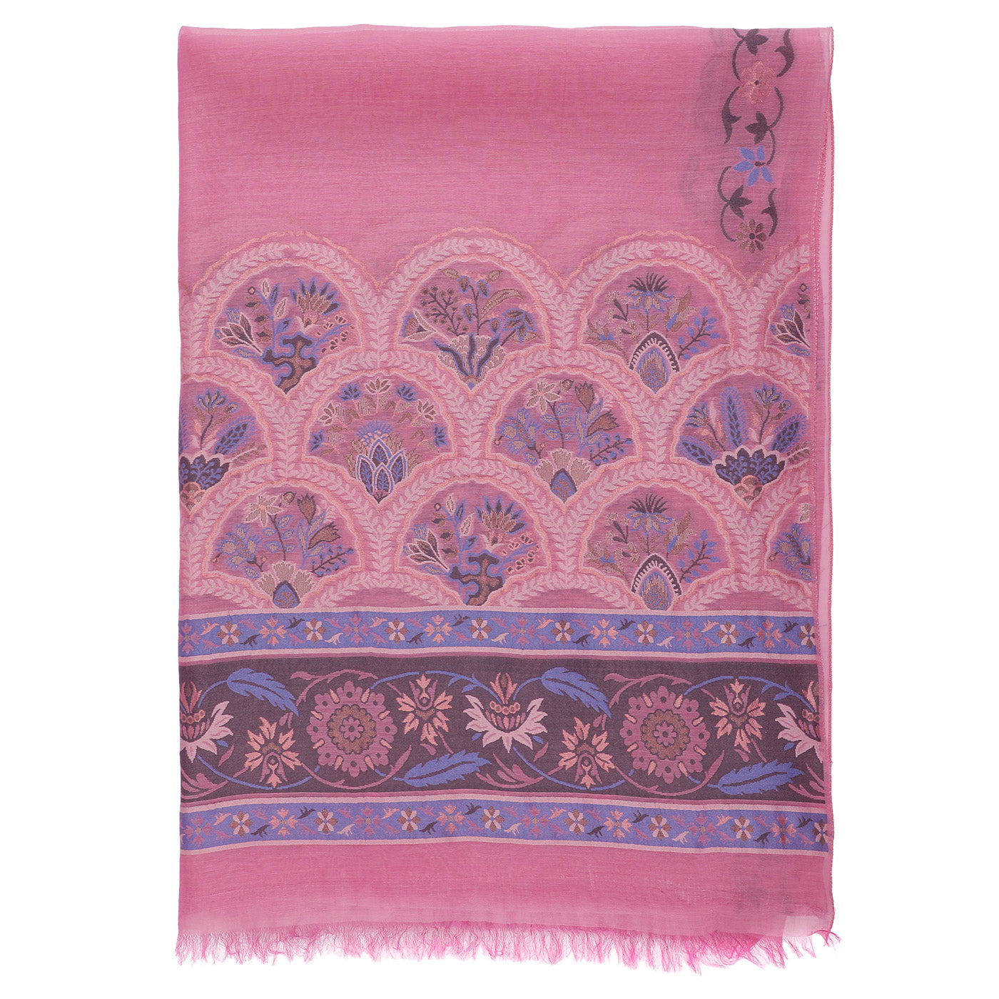 Pink Cupro Metallic Tencel Woven Design Dupatta