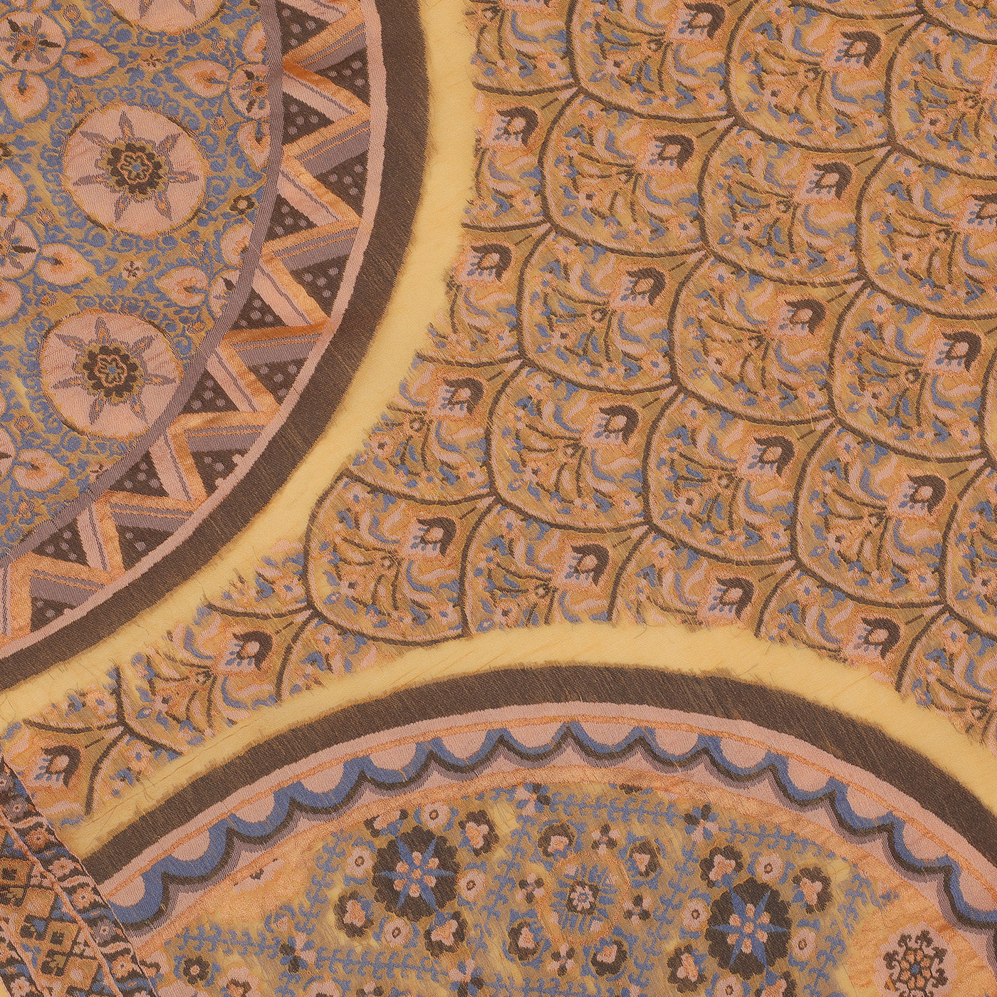 Mustard Cupro Metallic Tencel Blend Woven Design Dupatta