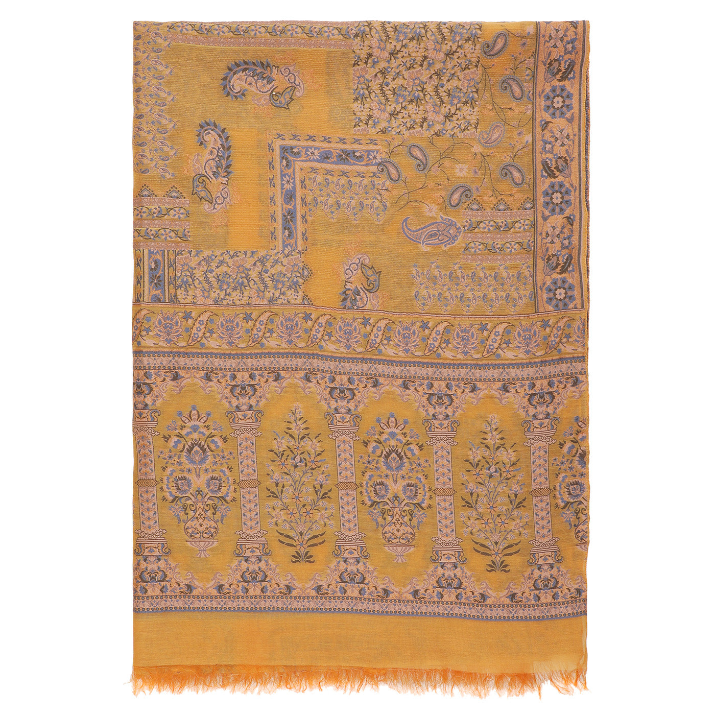 Mustard Silk Metallic Tencel Woven Design Dupatta