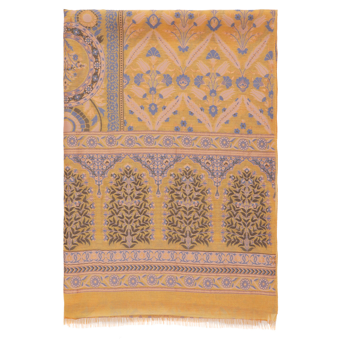 Mustard Silk Metallic Tencel Blend Woven Design Dupatta