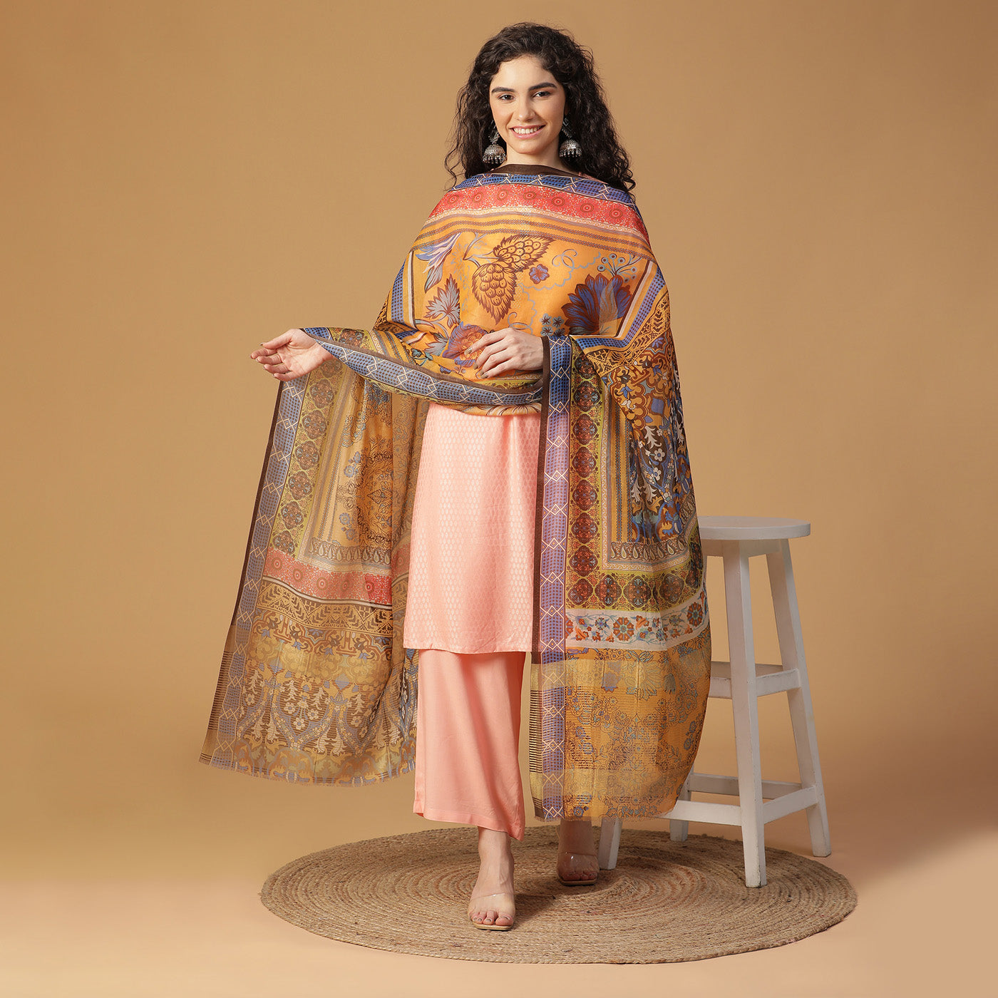Luxurious Designed  Metallic Silk Tencel  Printed Dupatta