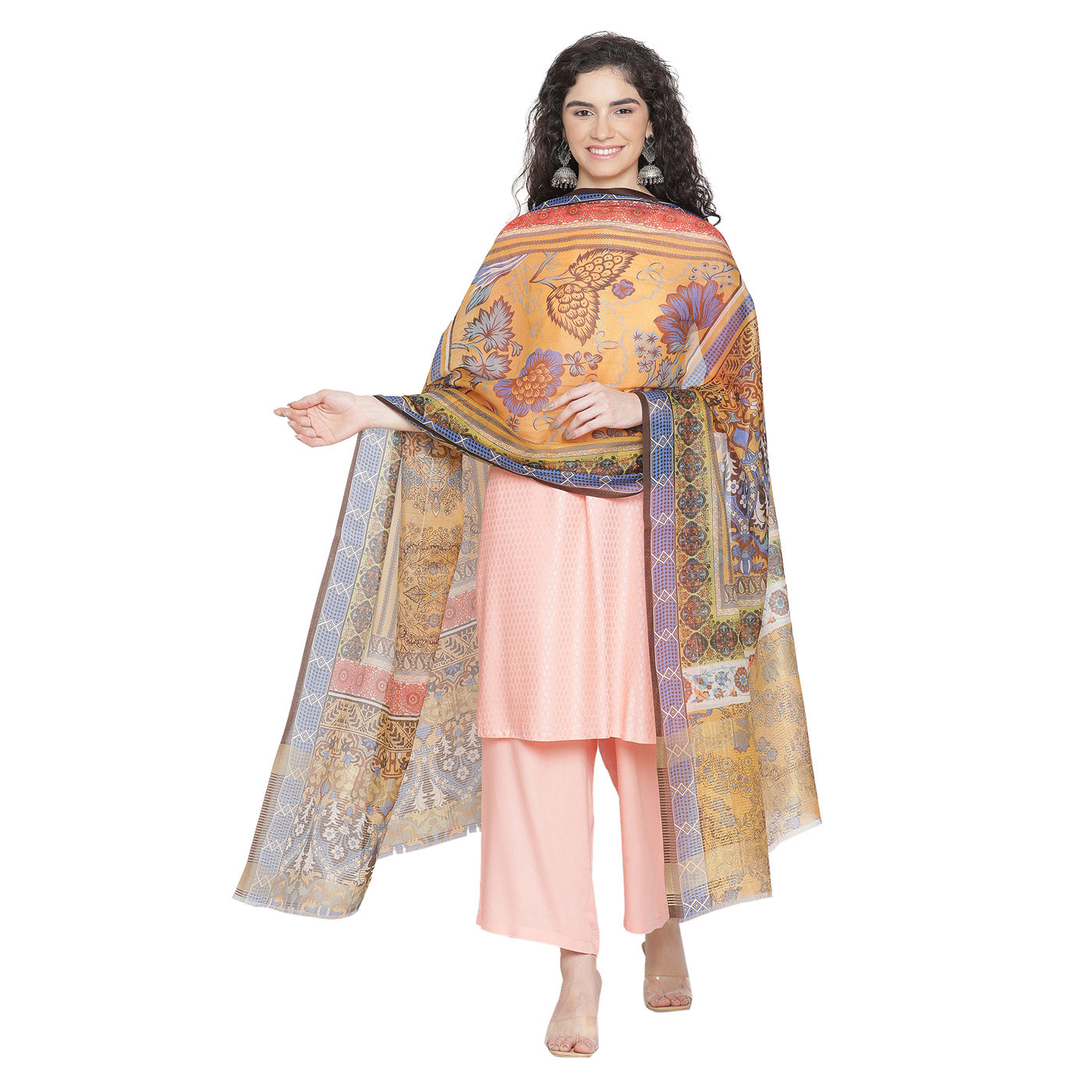 Luxurious Designed  Metallic Silk Tencel  Printed Dupatta