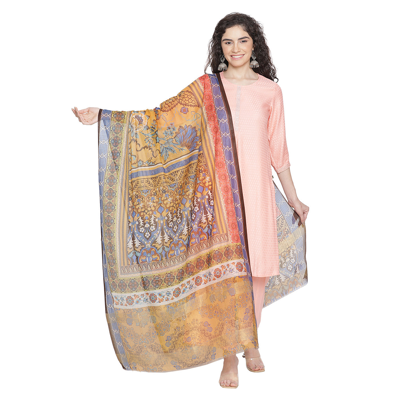 Luxurious Designed  Metallic Silk Tencel  Printed Dupatta