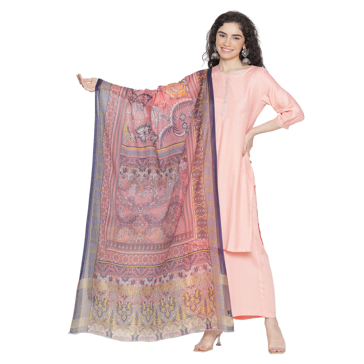 Stunning Abstract Print Metallic Silk Tencel Dupatta