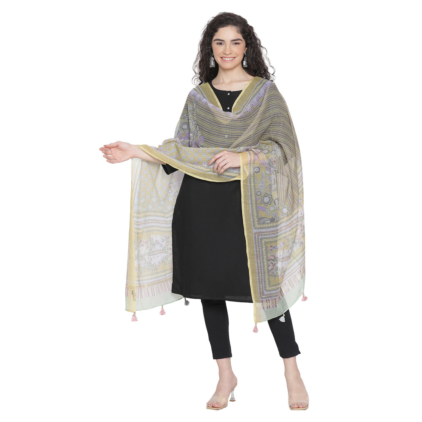 Metallic Shimmering Printed Cotton Dupatta