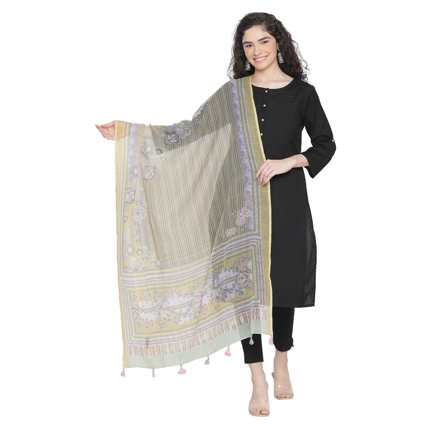 Metallic Shimmering Printed Cotton Dupatta