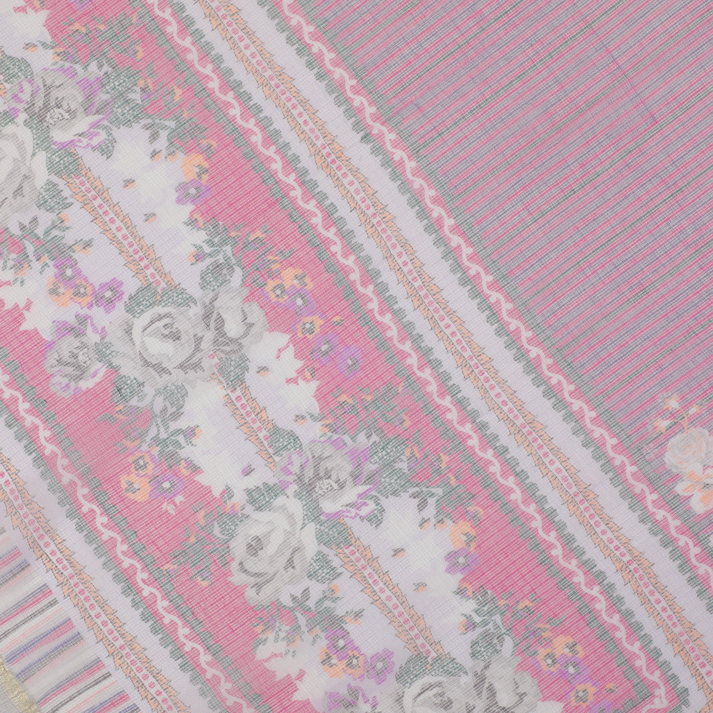 Mauve Coloured Cotton Flower Printed Dupatta