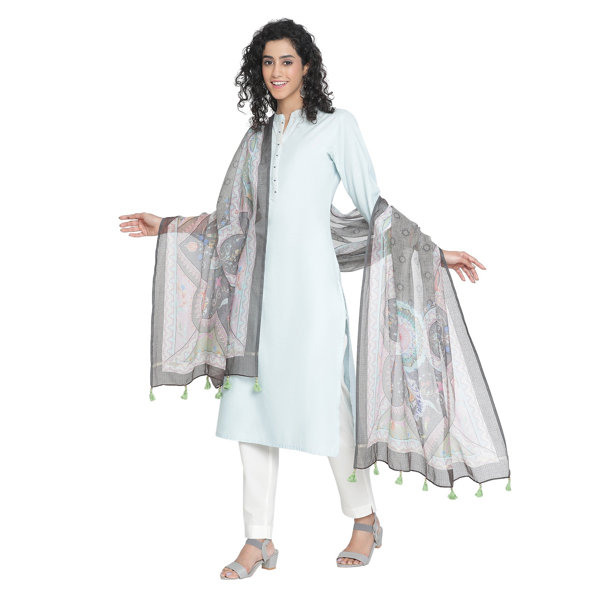 Kaalika: Meadow Printed Cotton Silk Dupatta
