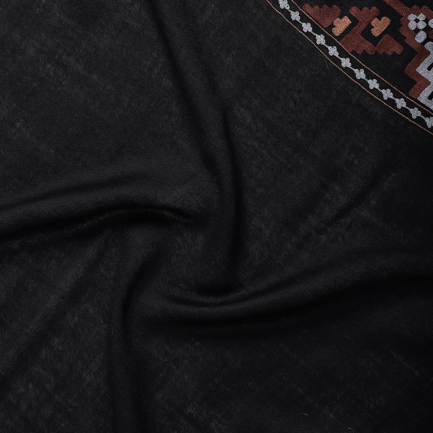 Embroidered Maroon Woolen Shawl