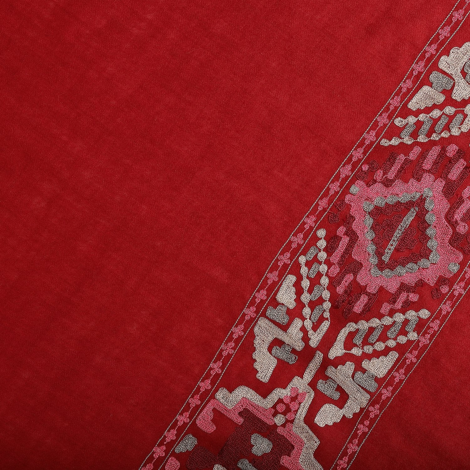 Embroidered Maroon Woolen Shawl