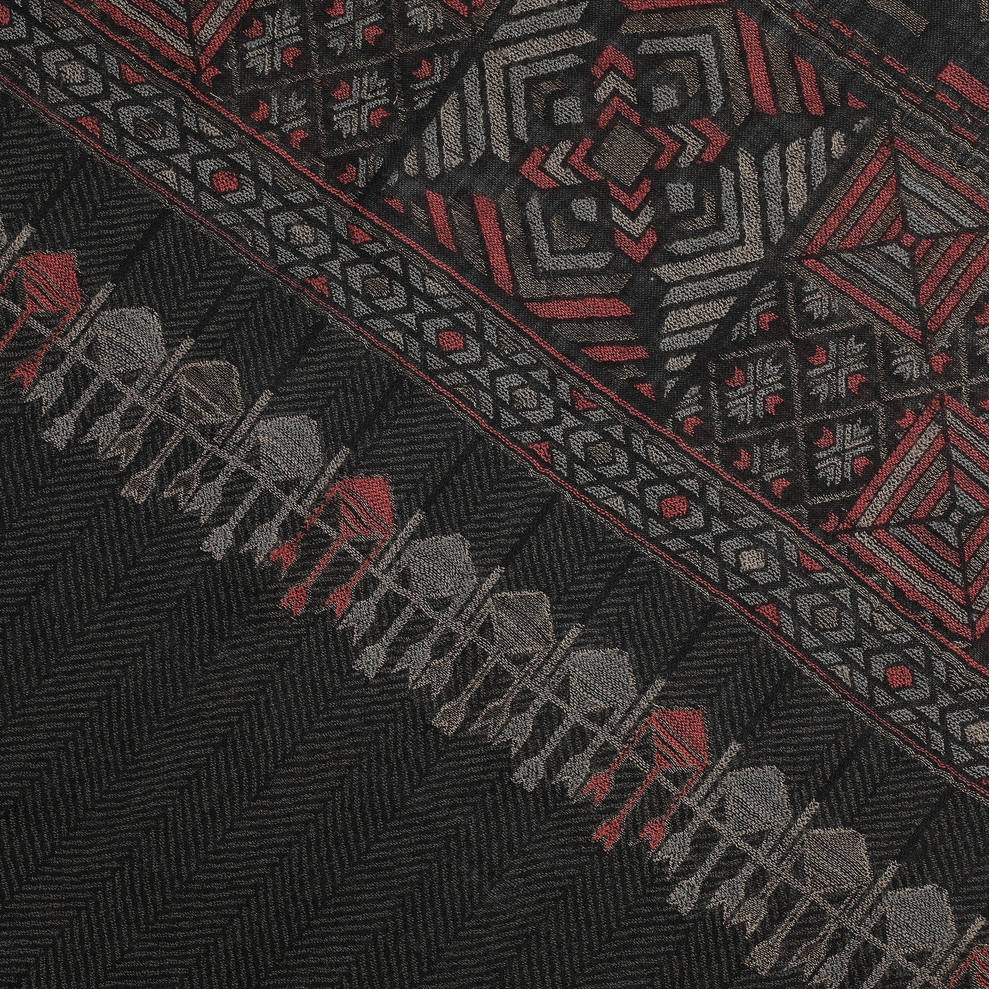 Abstract Border Printed Wool Shawl