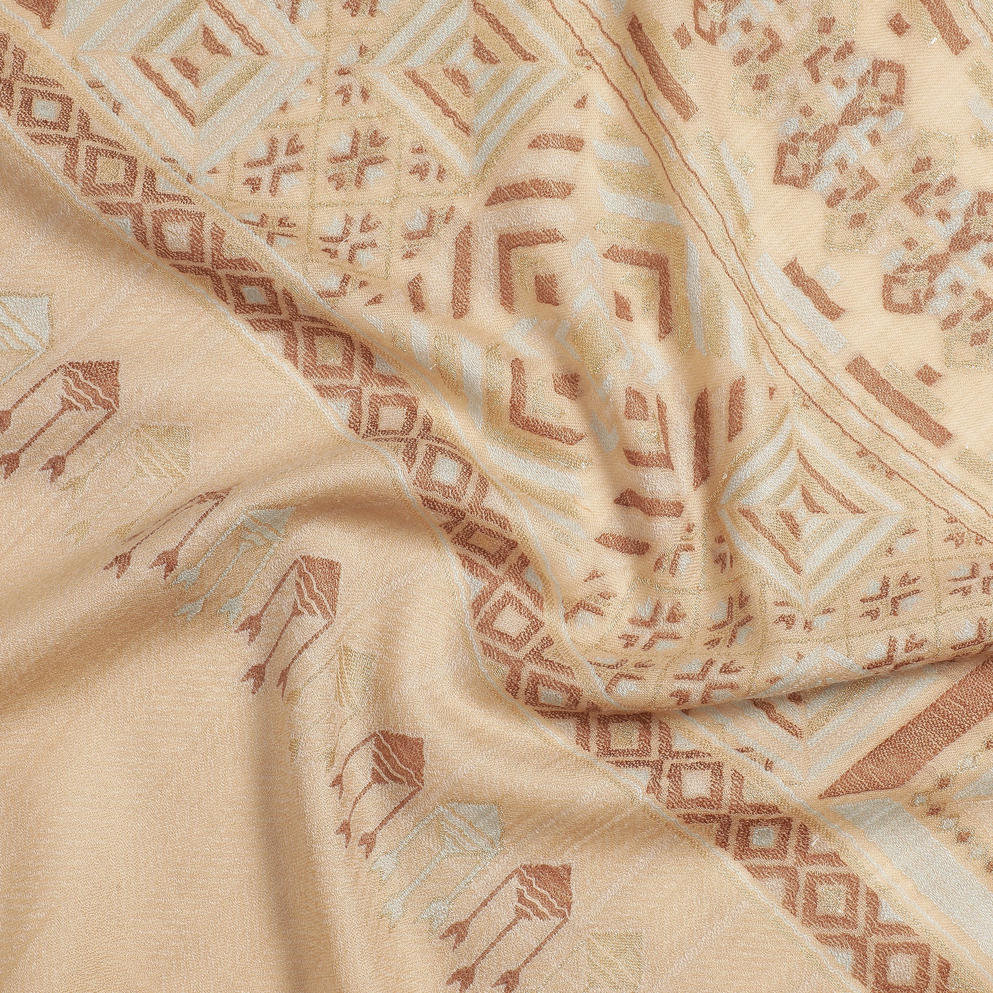 Abstract Border Printed Wool Shawl