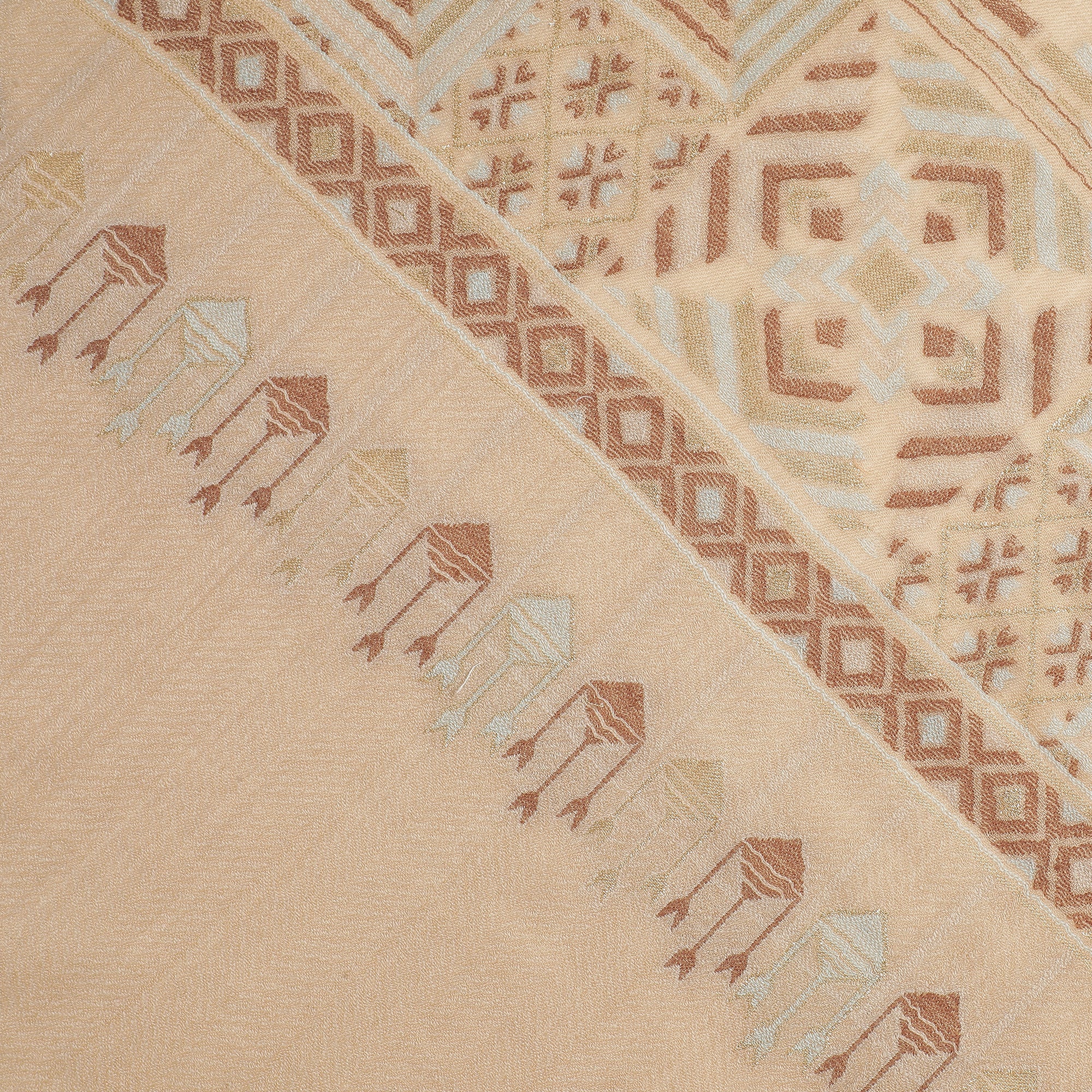 Abstract Border Printed Wool Shawl