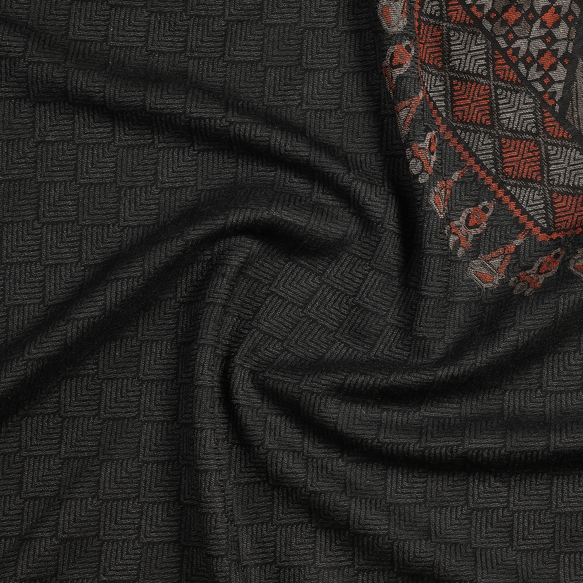 Cream Coloured Wool Printed Shawl