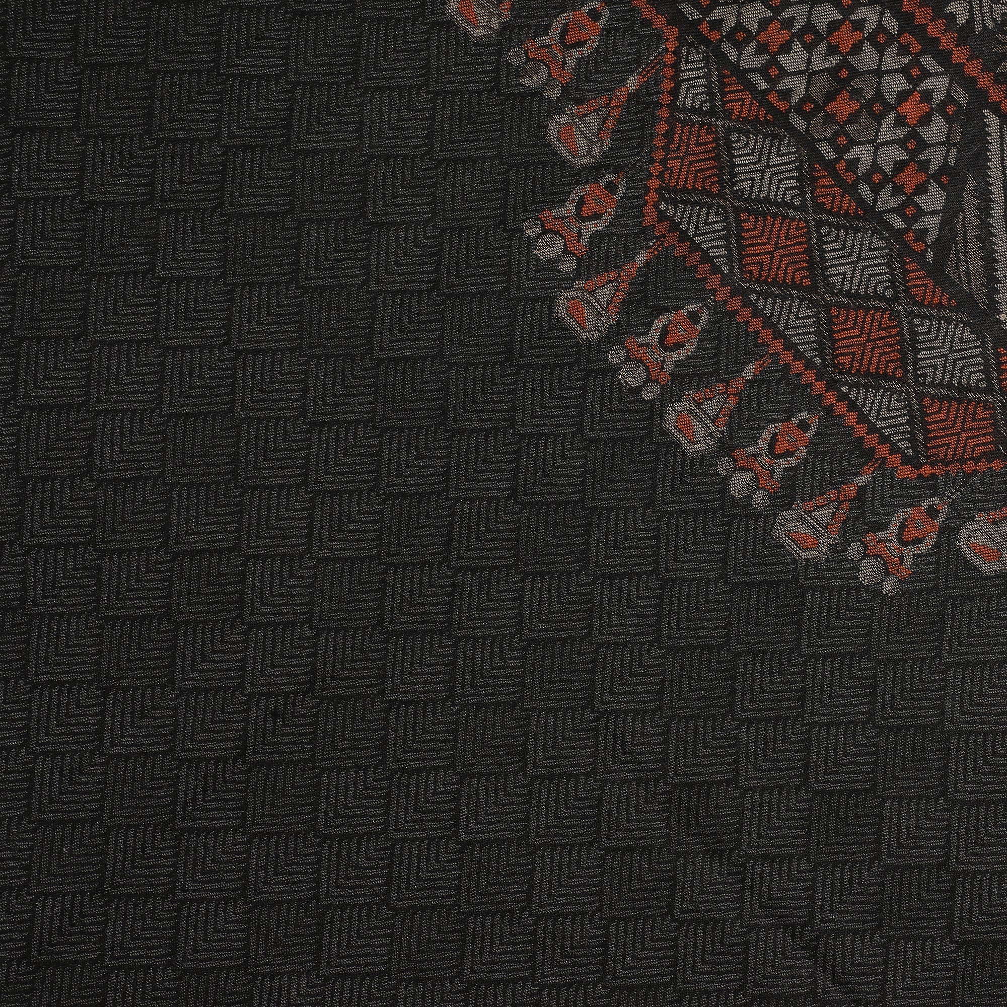 Cream Coloured Wool Printed Shawl