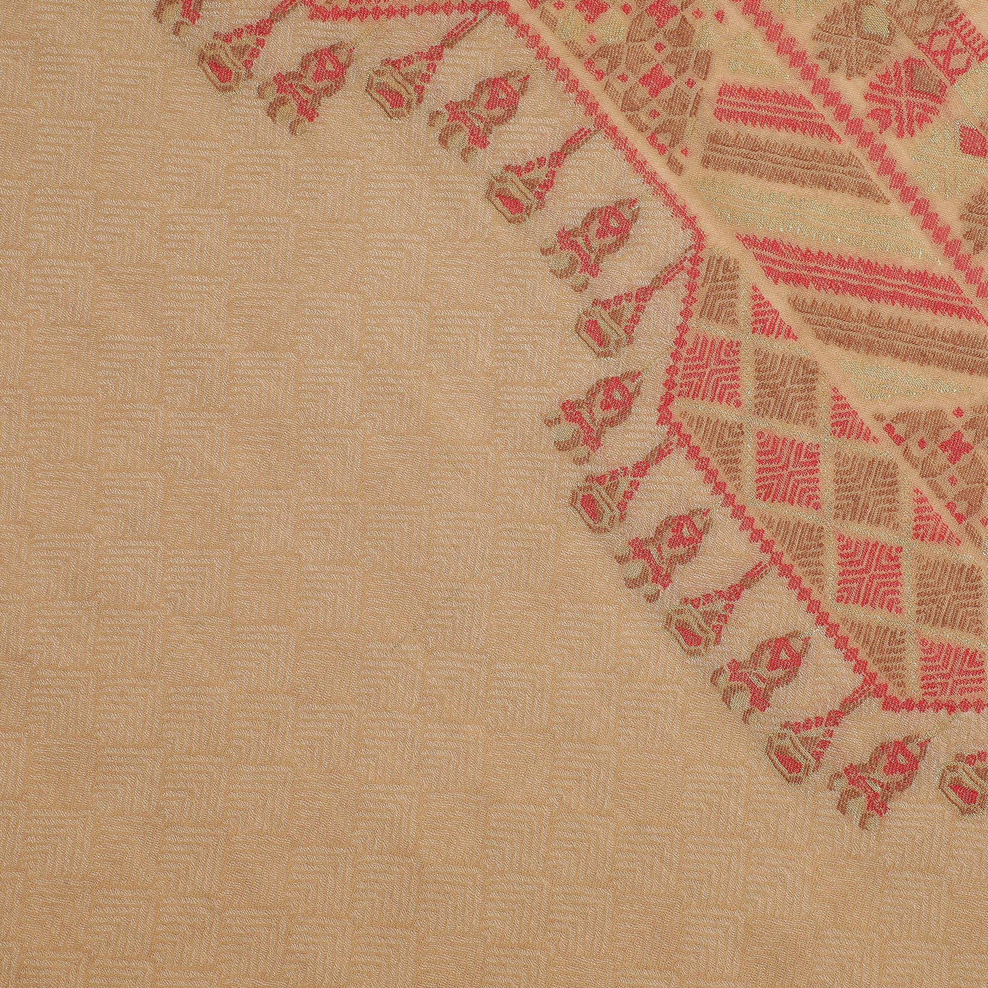 Cream Coloured Wool Printed Shawl