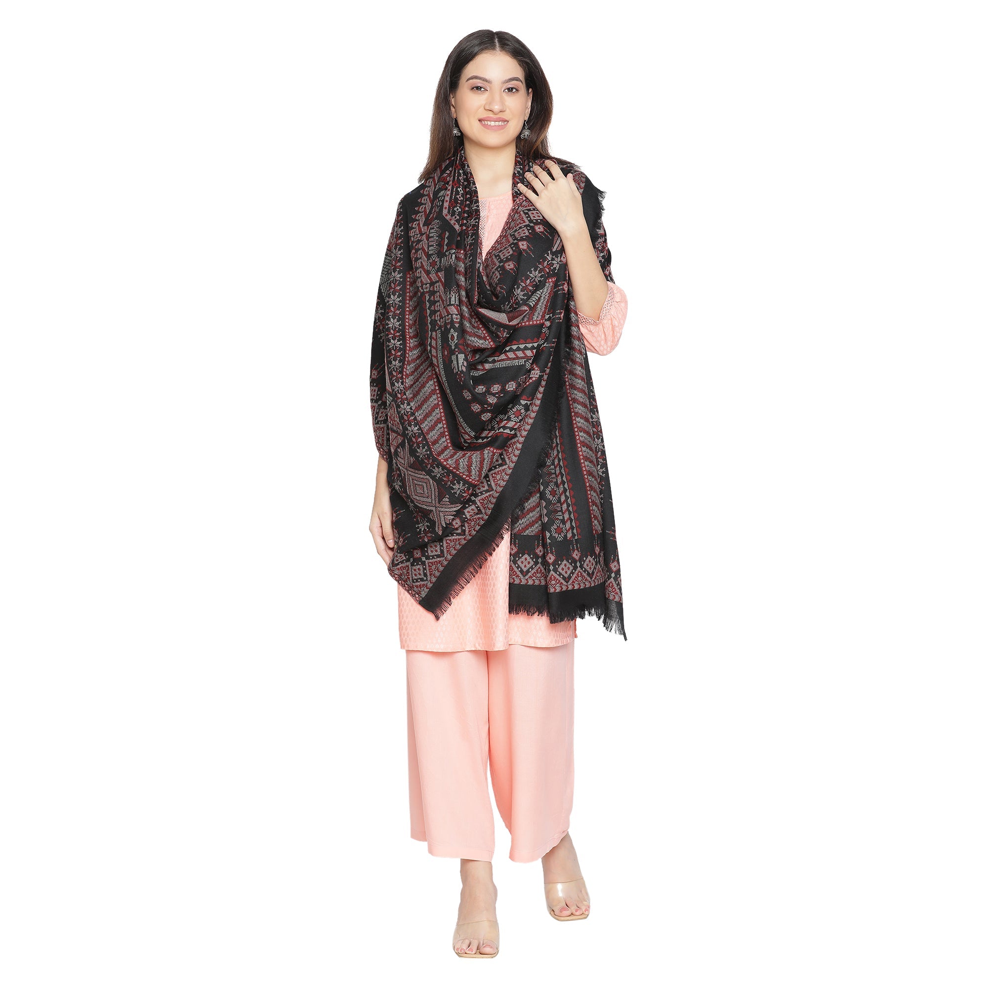 Stunning Mahi Design Woven Design Wool Shawl